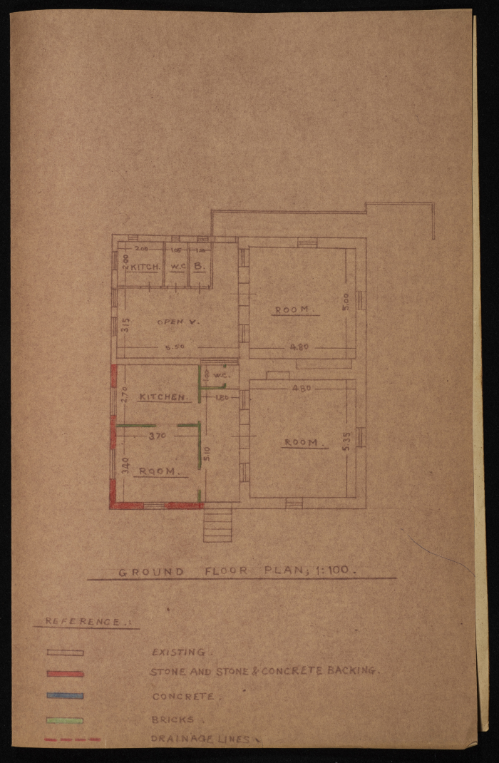 A Sketch of a Construction Plan for Abdullah Qazmar Issued by the Municipality of Tulkarm, 1947