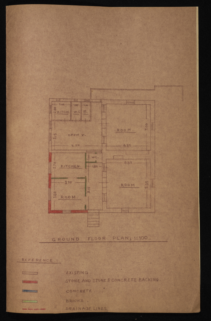 A Sketch of a Construction Plan for Abdullah Qazmar Issued by the Municipality of Tulkarm, 1947