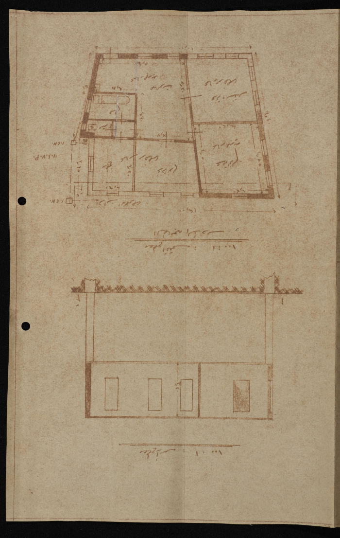 A sketch of a construction plan for Abdel Hadi Al Yahya issued by the Municipality of Tulkarm in 1936