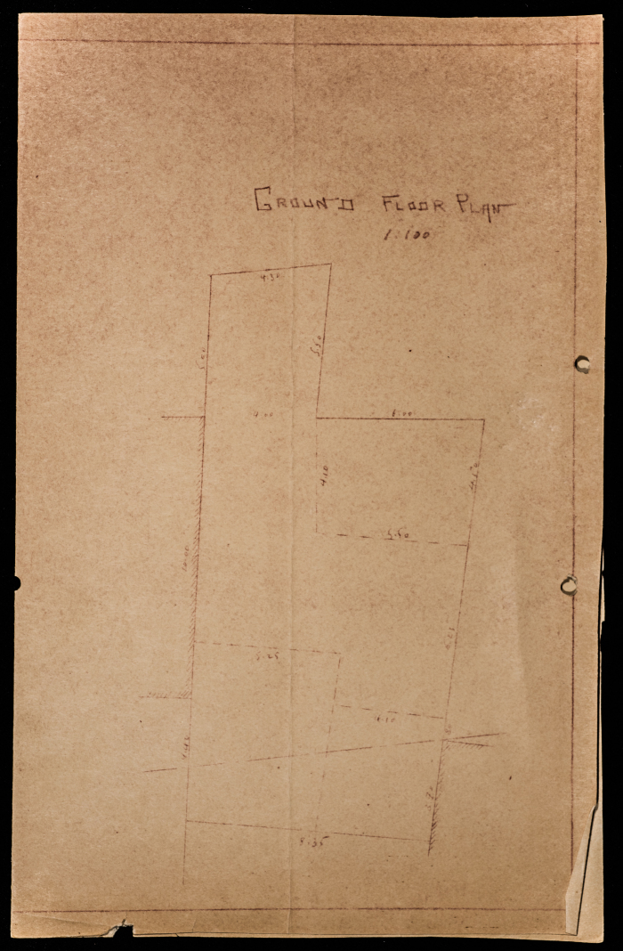 A sketch of a construction plan for Abdullah Yacoub Mohammed issued by the Municipality of Tulkarm in 1944