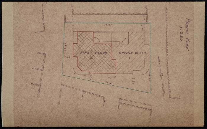 A sketch of a construction plan for Ismail al-Natour issued by the Municipality of Tulkarm in 1948