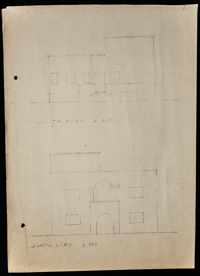 A sketch of a construction plan for Sudqi saddouq issued by Municipality of Tulkarm in 1946