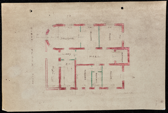 A sketch of a construction plan for Sudqi saddouq issued by Municipality of Tulkarm in 1946
