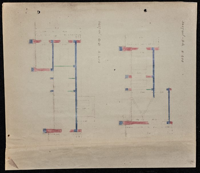 A sketch of a construction plan for Sudqi saddouq issued by Municipality of Tulkarm in 1946