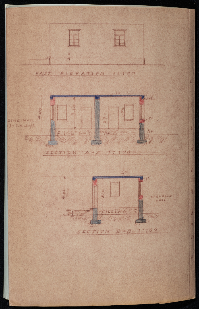 A sketch of a construction plan for Abdel Rahim Ahmed El Gamal issued by Tulkarm municipality in 1946