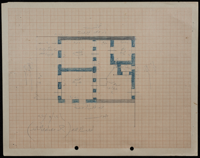 A sketch of a construction plan for Mahmoud Haj Qassem confiscated by the Municipality of Tulkarm in 1941