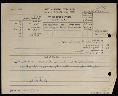 برقية مرسلة من رئيس بلدية طولكرم إلى سمعان سنيورة