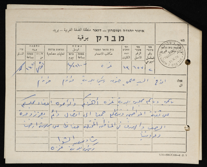 Telegrams Sent from Some Palestinian Figures to the Mayor of Tulkarm 