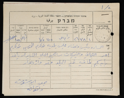 برقيات  مرسلة  إلى رئيس بلدية طولكرم من عدد من الشخصيات الفلسطينية 