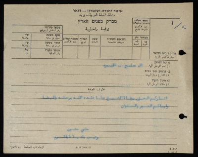 برقية مرسلة من رئيس بلدية طولكرم إلى آل مصلح