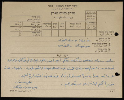 برقية مرسلة من رئيس بلدية طولكرم إلى  يوسف النجار 