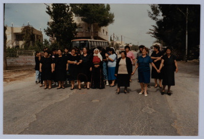 Georgette Aabid with others at Birzeit Women Charitable Society