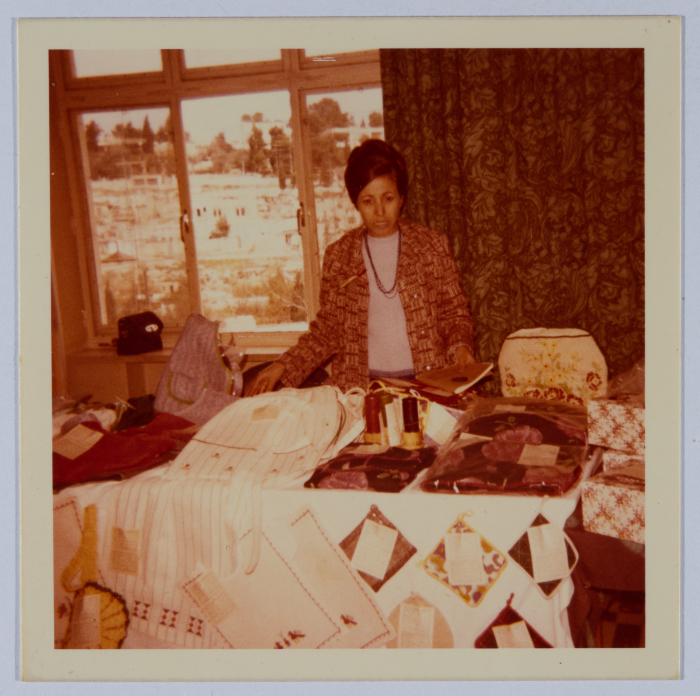 Kawkab Farsakh at Birzeit Women Charitable Society's bazaar