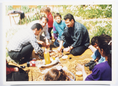 Ahmad al-Maslamany having lunch with others