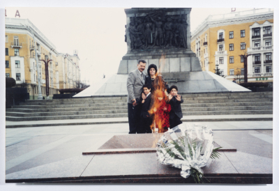 Ahmad al-Maslamany with his family in Belarus