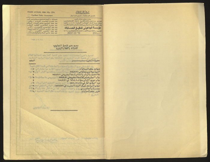 Balance Sheet of Qalandia Camp Women Handicraft Cooperative Society for Sewing & Handicrafts in 1985