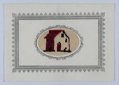 A postcard issued by Qalandia Camp Women Handicraft Cooperative Society