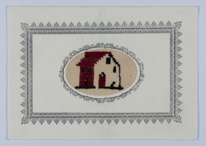 A postcard issued by Qalandia Camp Women Handicraft Cooperative Society