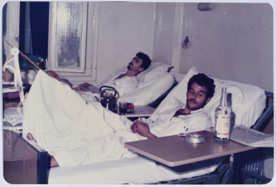 Two injured  from the refugee camps in Lebanon while receiving treatment in Yafa Hospital in Syria 