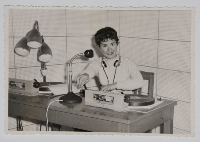 Salwa Haddad at the Jerusalem Radio Studio in Ramallah 