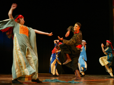 لمحة من عروض فرقة الفنون الشعبية في احتفالية تأسيسها السابعة والعشرين في القصر الثقافي في رام الله
