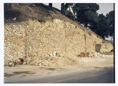 Construction of the Wall of the Salzian in the city of Nazareth in 1987