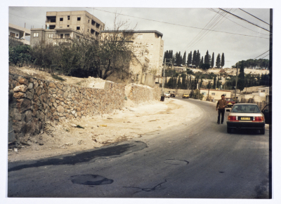 Construction of the Wall of the Salzian in the city of Nazareth in 1987