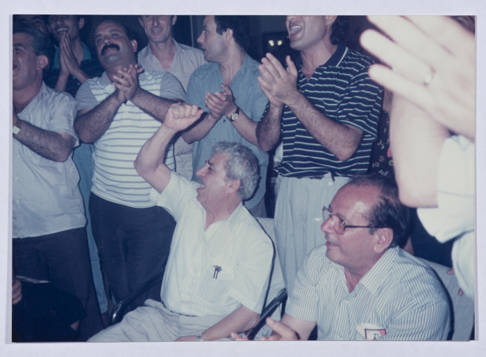 Tawfiq Ziad during an election campaign for the Democratic Front of Nazareth