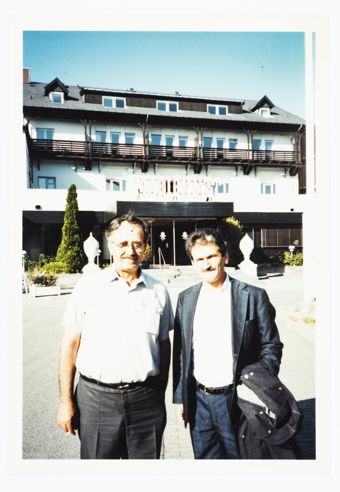 Mahmoud Shukair and Ibrahim Da'bes at a conference in solidarity with the Palestinians in Helsingør - Denmark in 1995
