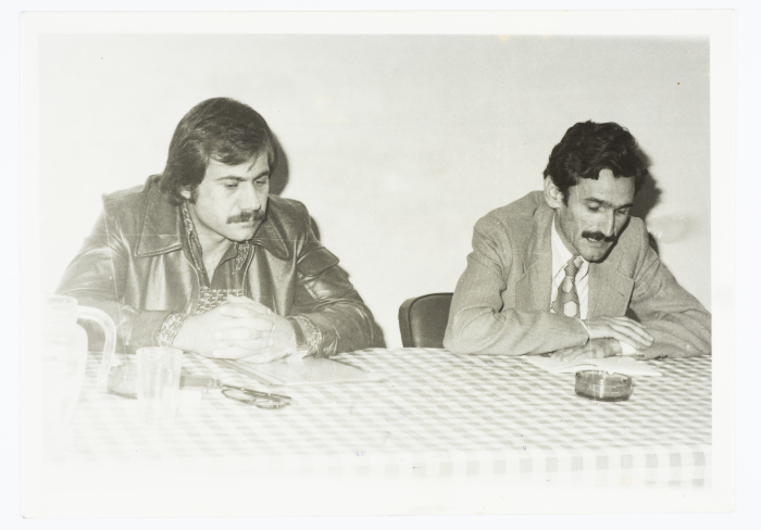 Mahmoud Shukair with Elias Farkouh at a seminar in Amman in 1980