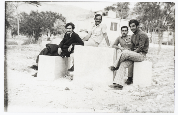 Mahmoud Shukair with a group of teachers on a trip to the Aghwar (The Valleys)  in 1977