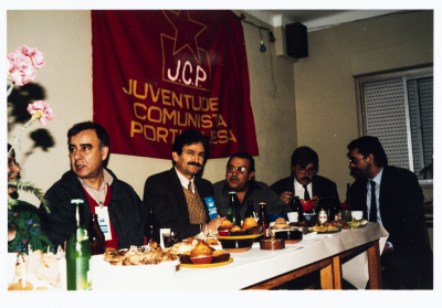 Mahmoud Shukair in Portugal at the Portuguese Communist Party conference in 1989