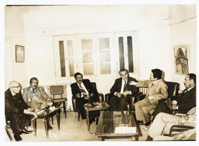 Mahmoud Shukair at the Jordanian Writers Association in Amman in 1977