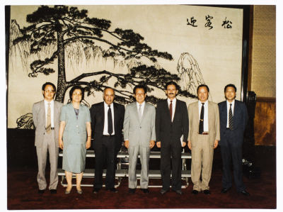 Mahmoud Shukair with Basher Barghouthi with members of the Communist Party in China in 1991