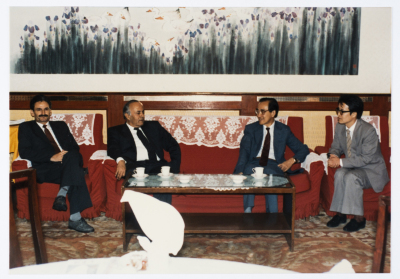 Mahmoud Shukair with Basher Barghouthi in 1991 on a visit to China in satisfaction of the Chinese Communist Party invitation