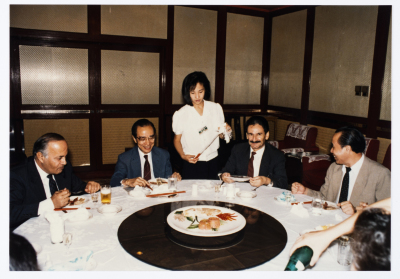 Mahmoud Shukair with Basher Barghouthi in 1991 on a visit to China in satisfaction of the Chinese Communist Party invitation