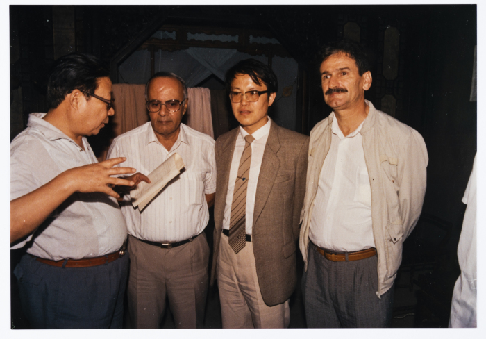 Mahmoud Shukair with Basher Barghouthi in 1991 on a visit to China in satisfaction of the Chinese Communist Party invitation