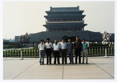 Mahmoud Shukair with Basher Barghouthi in 1991 on a visit to China in satisfaction of the Chinese Communist Party invitation