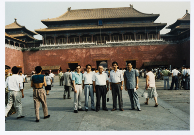 Mahmoud Shukair with Basher Barghouthi in 1991 on a visit to China in satisfaction of the Chinese Communist Party invitation