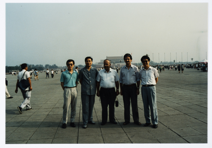 Mahmoud Shukair with Basher Barghouthi in 1991 on a visit to China in satisfaction of the Chinese Communist Party invitation
