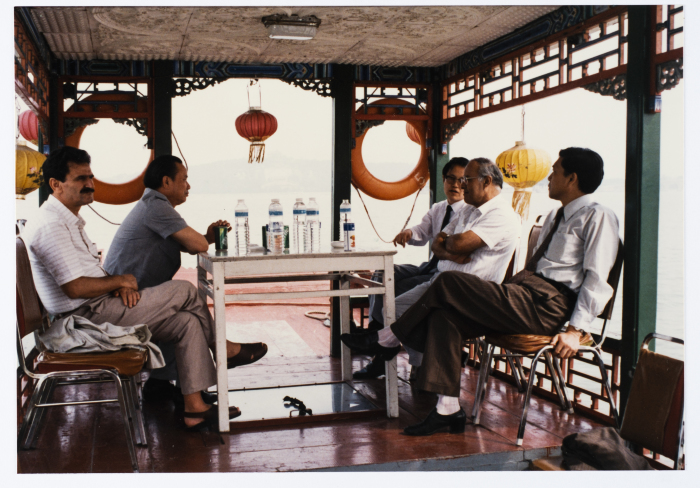 Mahmoud Shukair with Basher Barghouthi in 1991 on a visit to China in satisfaction of the Chinese Communist Party invitation