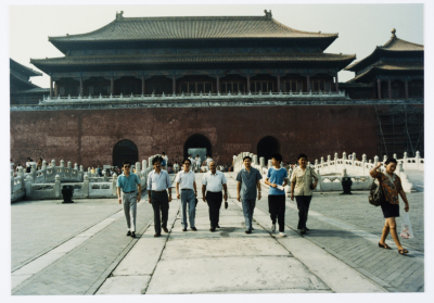 Mahmoud Shukair with Basher Barghouthi in 1991 on a visit to China in satisfaction of the Chinese Communist Party invitation