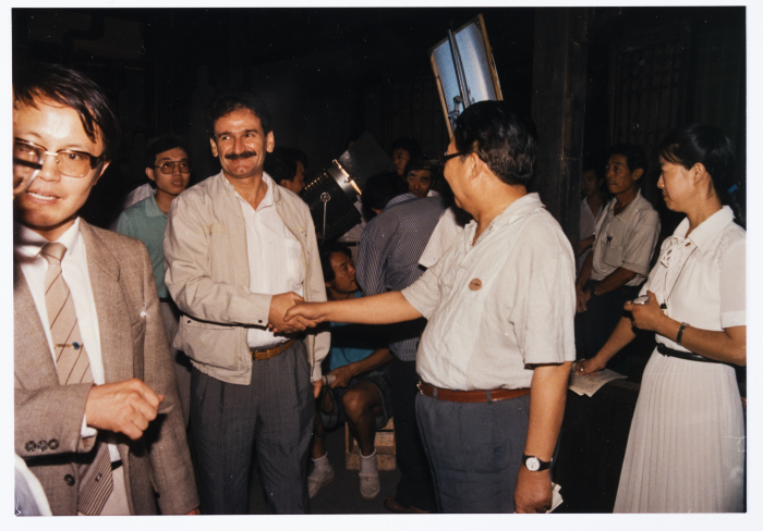 Mahmoud Shukair with Basher Barghouthi in 1991 on a visit to China in satisfaction of the Chinese Communist Party invitation