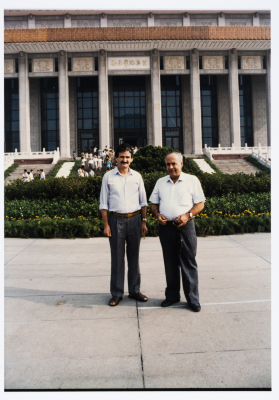 Mahmoud Shukair with Basher Barghouthi in 1991 on a visit to China in satisfaction of the Chinese Communist Party invitation
