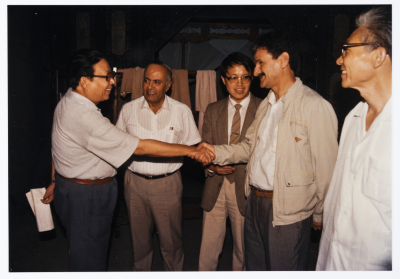 Mahmoud Shukair with Basher Barghouthi in 1991 on a visit to China in satisfaction of the Chinese Communist Party invitation