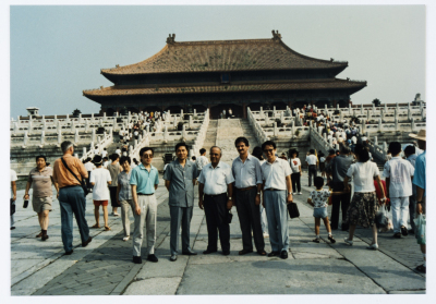 Mahmoud Shukair with Basher Barghouthi in 1991 on a visit to China in satisfaction of the Chinese Communist Party invitation