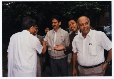 Mahmoud Shukair with Basher Barghouthi in 1991 on a visit to China in satisfaction of the Chinese Communist Party invitation