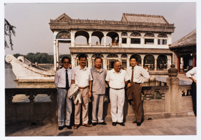 Mahmoud Shukair with Basher Barghouthi in 1991 on a visit to China in satisfaction of the Chinese Communist Party invitation
