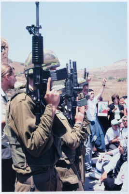 A march against the Israeli Occupation at Huwwara Checkpoint in 2005