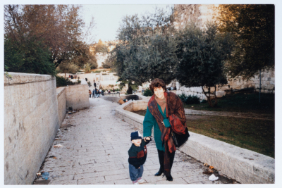 Majida al-Masry with her grandson Zaid in 1997